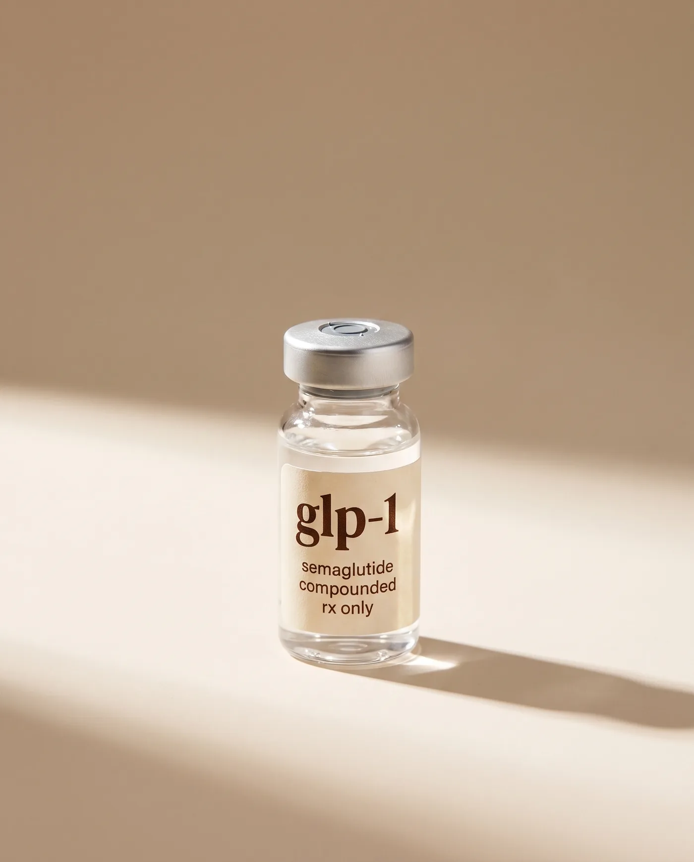 A compounded semaglutide GLP-1 injection vial, the medication at the center of a NuHealth weight loss program