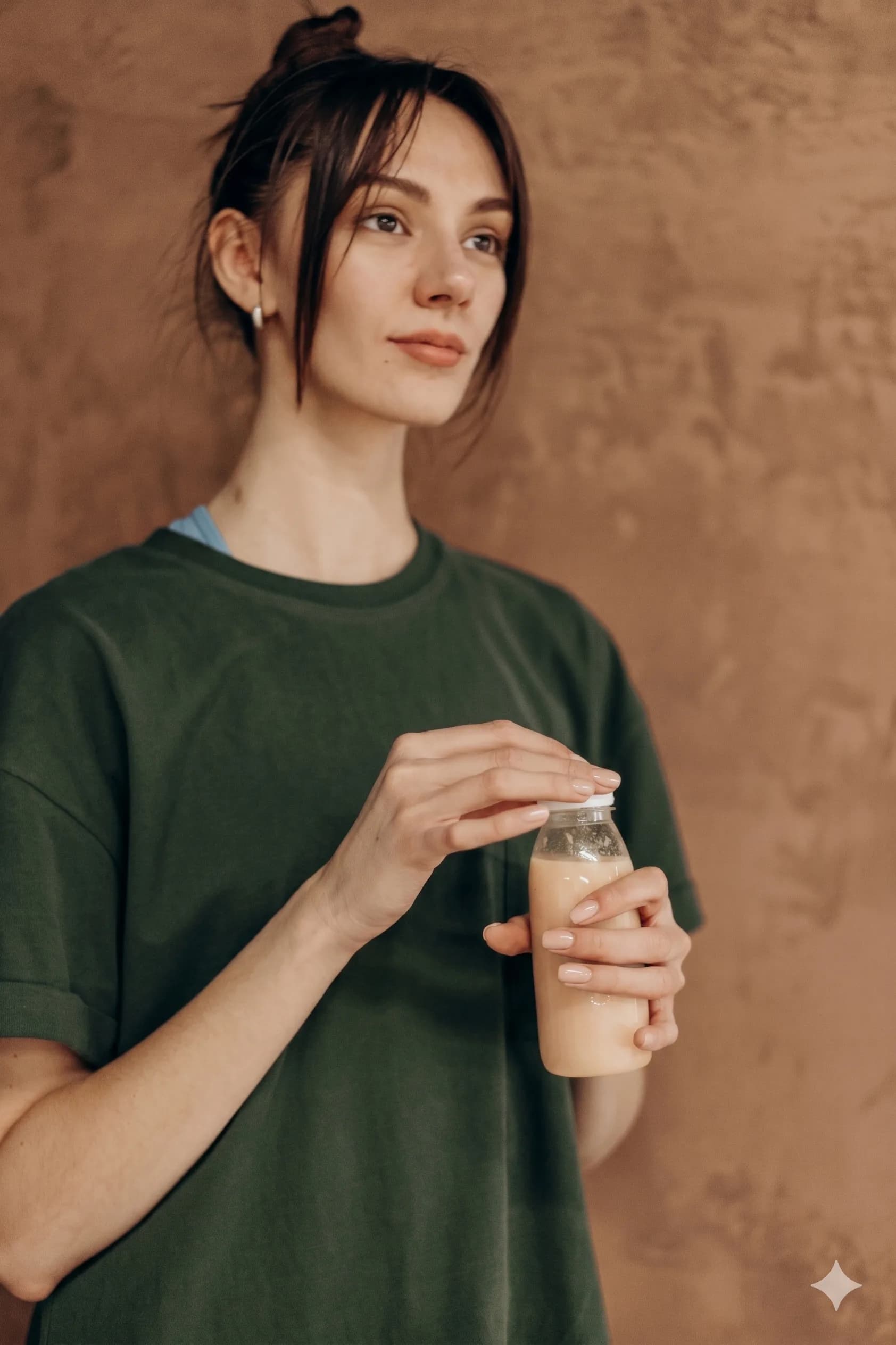 An IV wellness drip beside a glass of citrus tonic water in warm natural light, suggesting a calm hydration session.